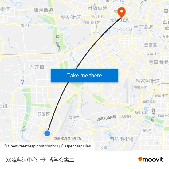 双流客运中心 to 博学公寓二 map