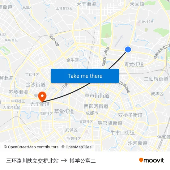 三环路川陕立交桥北站 to 博学公寓二 map