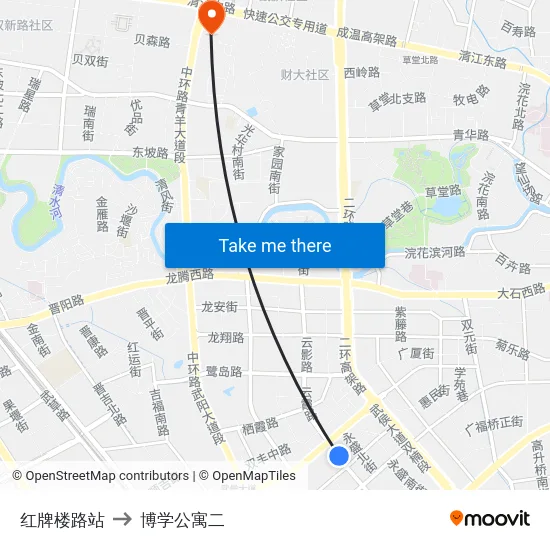 红牌楼路站 to 博学公寓二 map