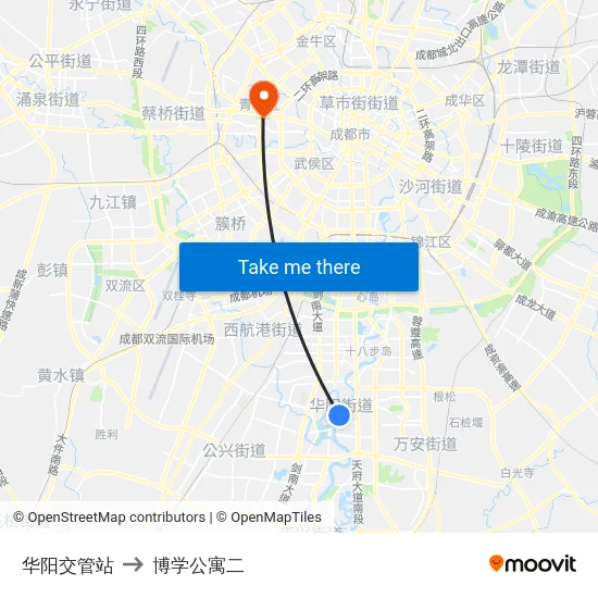 华阳交管站 to 博学公寓二 map