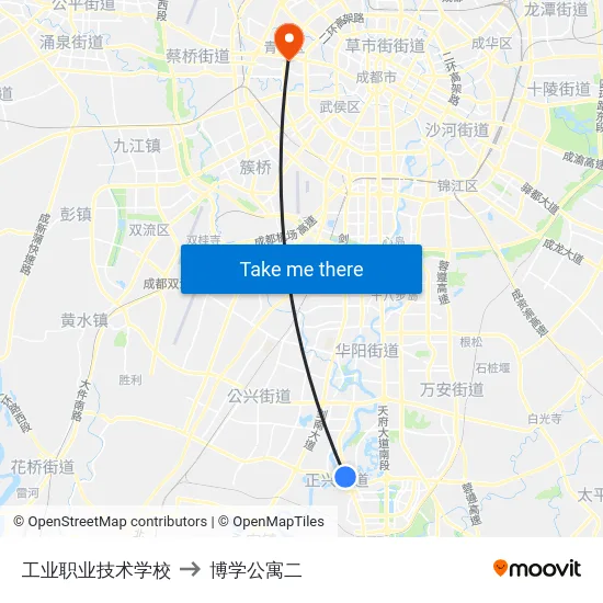 工业职业技术学校 to 博学公寓二 map