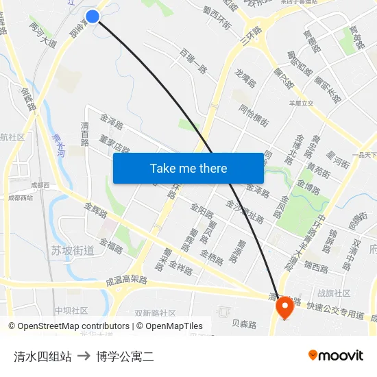 清水四组站 to 博学公寓二 map