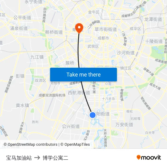 宝马加油站 to 博学公寓二 map