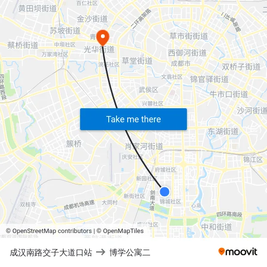 成汉南路交子大道口站 to 博学公寓二 map