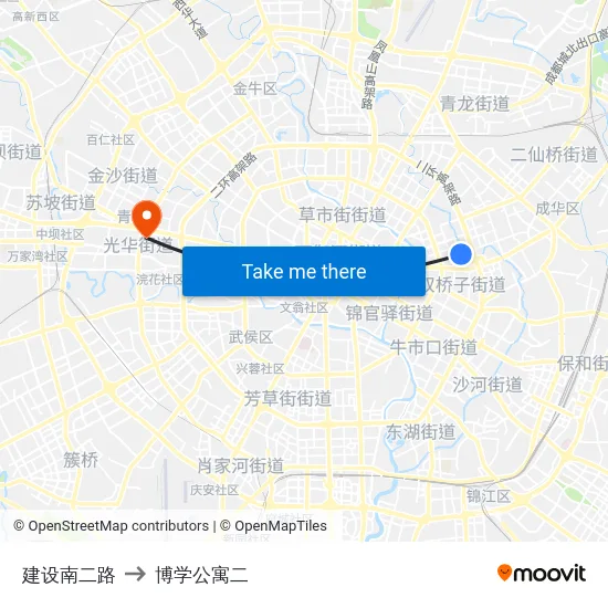 建设南二路 to 博学公寓二 map