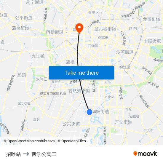 招呼站 to 博学公寓二 map