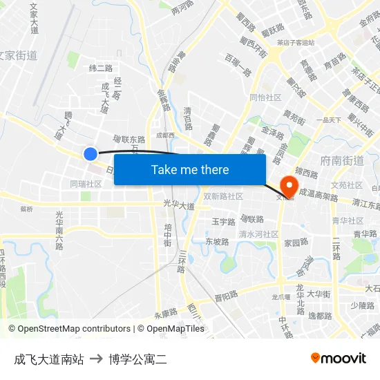 成飞大道南站 to 博学公寓二 map