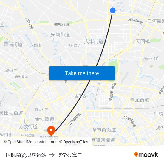国际商贸城客运站 to 博学公寓二 map