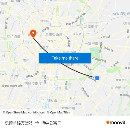 凯德卓锦万黛站 to 博学公寓二 map