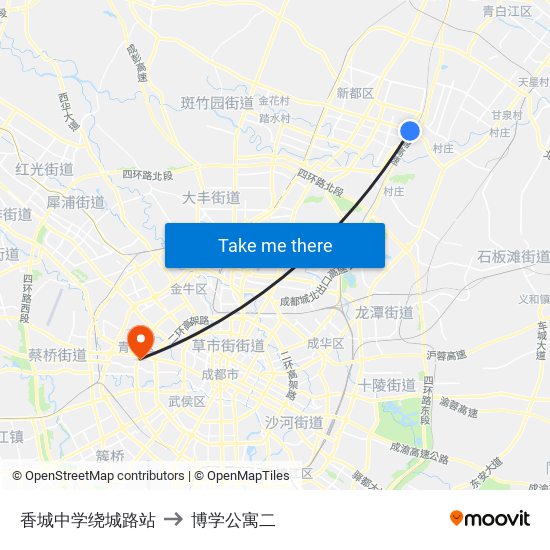 香城中学绕城路站 to 博学公寓二 map