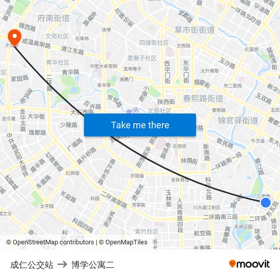 成仁公交站 to 博学公寓二 map