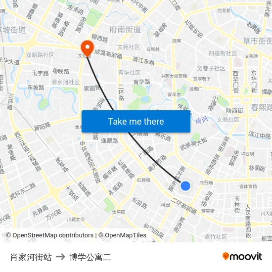 肖家河街站 to 博学公寓二 map