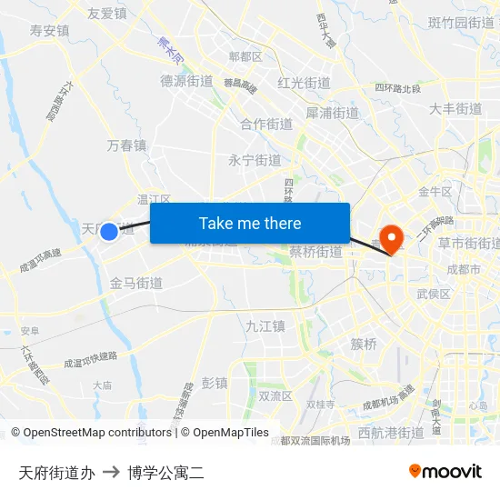天府街道办 to 博学公寓二 map