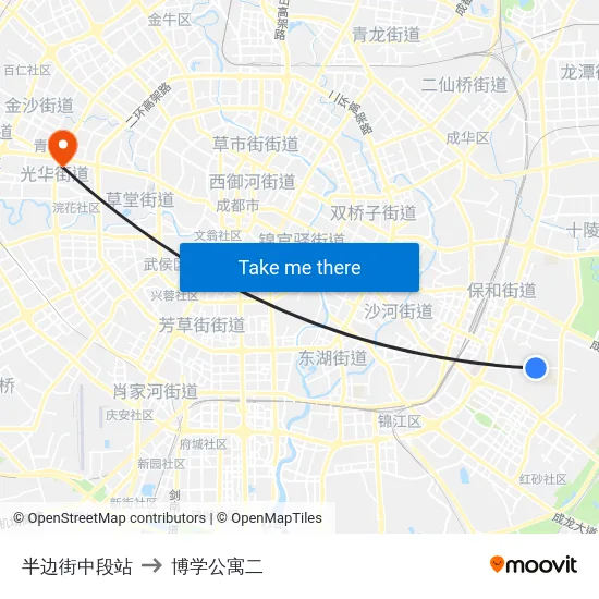 半边街中段站 to 博学公寓二 map