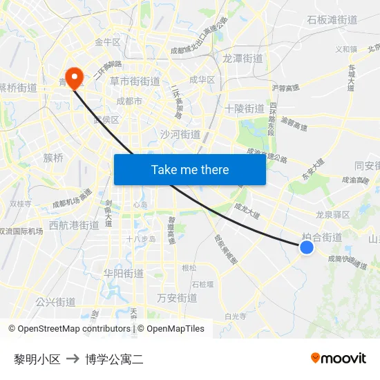 黎明小区 to 博学公寓二 map
