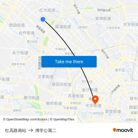 红高路南站 to 博学公寓二 map