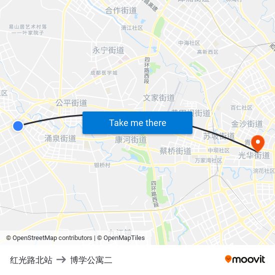 红光路北站 to 博学公寓二 map