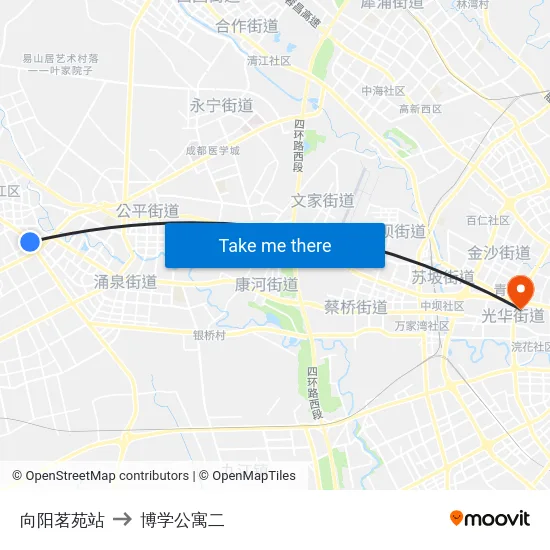 向阳茗苑站 to 博学公寓二 map