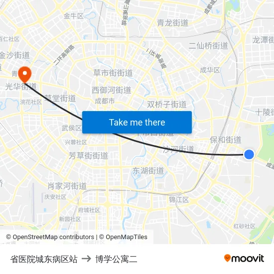 省医院城东病区站 to 博学公寓二 map