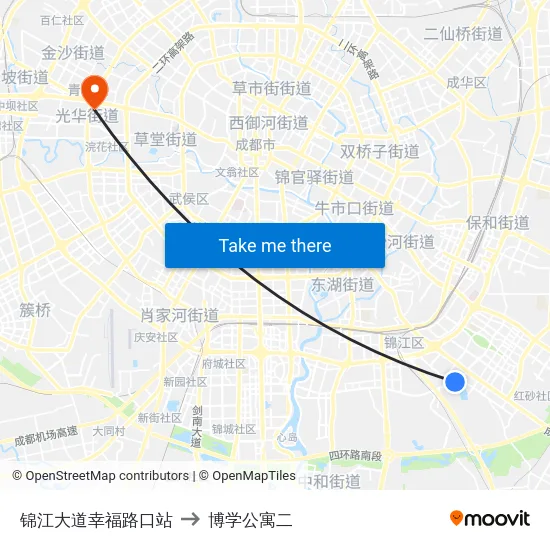 锦江大道幸福路口站 to 博学公寓二 map