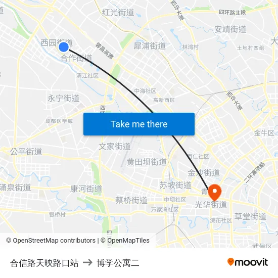 合信路天映路口站 to 博学公寓二 map