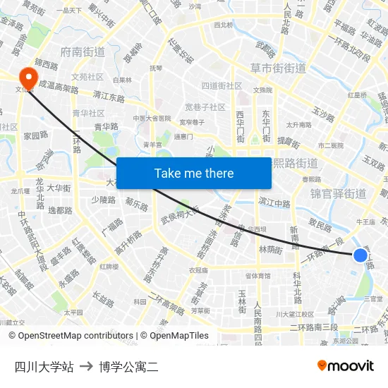 四川大学站 to 博学公寓二 map