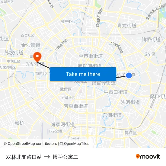 双林北支路口站 to 博学公寓二 map