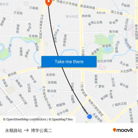 永顺路站 to 博学公寓二 map