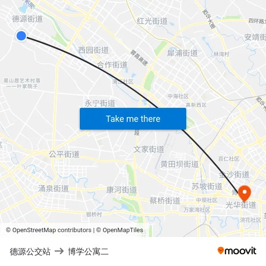 德源公交站 to 博学公寓二 map