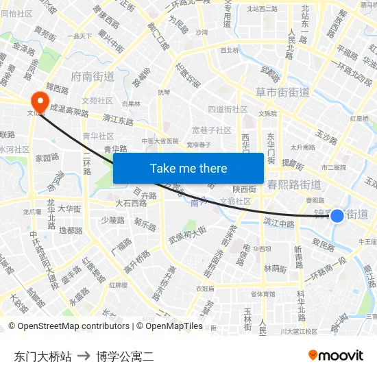 东门大桥站 to 博学公寓二 map