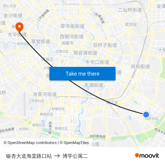 银杏大道海棠路口站 to 博学公寓二 map
