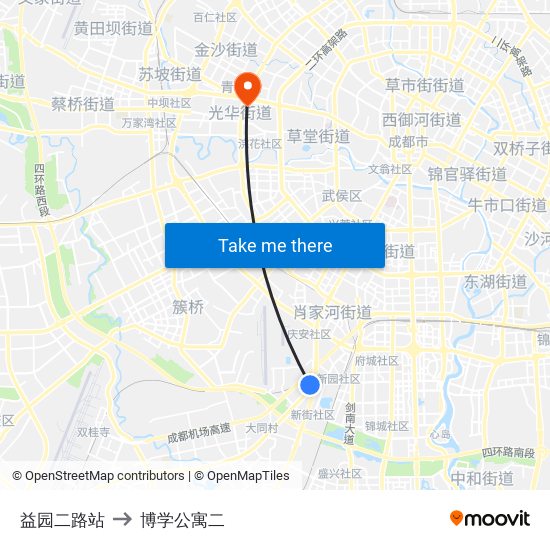 益园二路站 to 博学公寓二 map