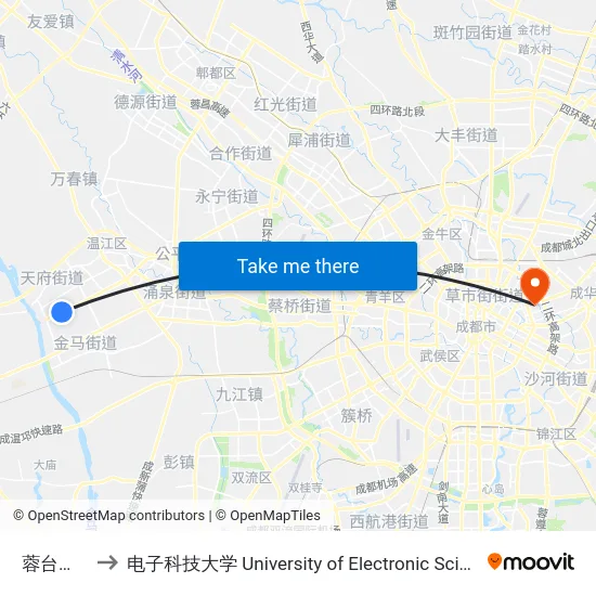 蓉台大道北站 to 电子科技大学 University of Electronic Science and Technology of China map