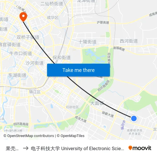 果壳里的城 to 电子科技大学 University of Electronic Science and Technology of China map