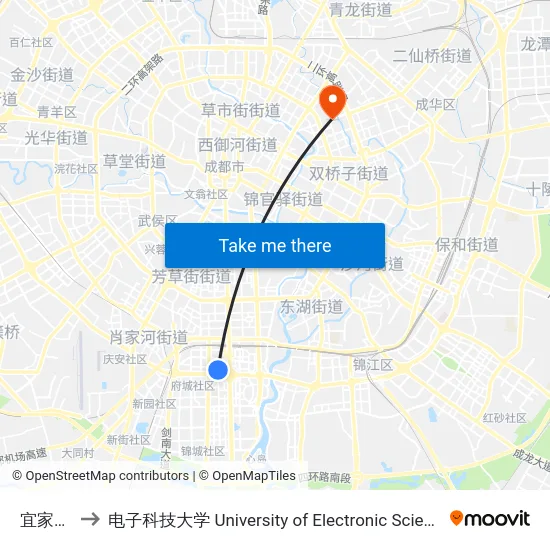 宜家家居站 to 电子科技大学 University of Electronic Science and Technology of China map