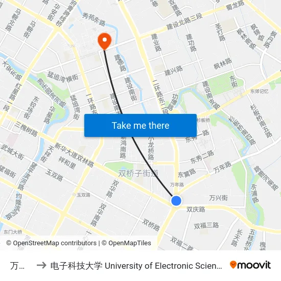万年场站 to 电子科技大学 University of Electronic Science and Technology of China map