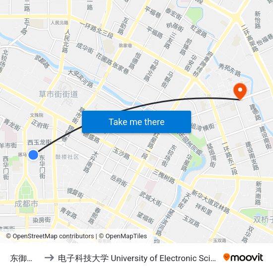 东御河沿街站 to 电子科技大学 University of Electronic Science and Technology of China map
