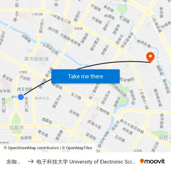 东御河沿街站 to 电子科技大学 University of Electronic Science and Technology of China map