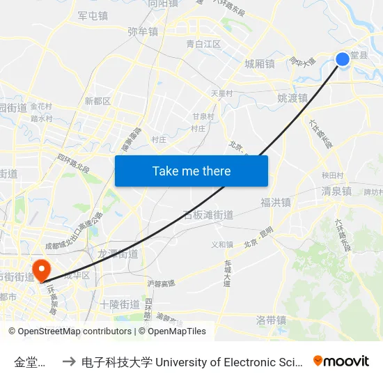 金堂客运中心 to 电子科技大学 University of Electronic Science and Technology of China map