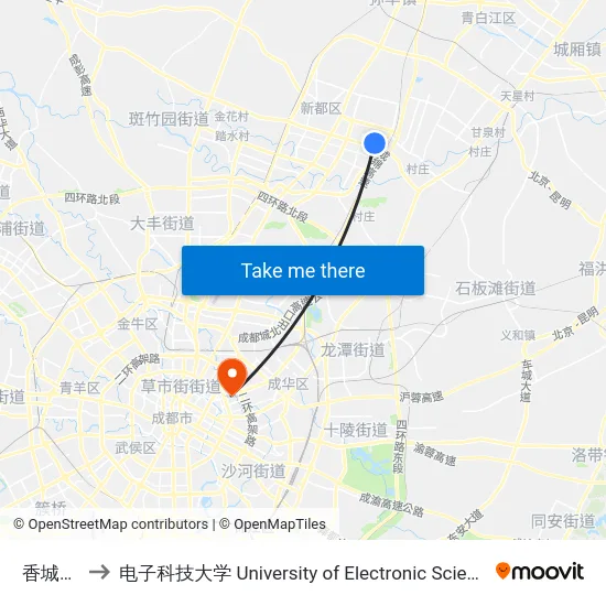 香城中学站 to 电子科技大学 University of Electronic Science and Technology of China map