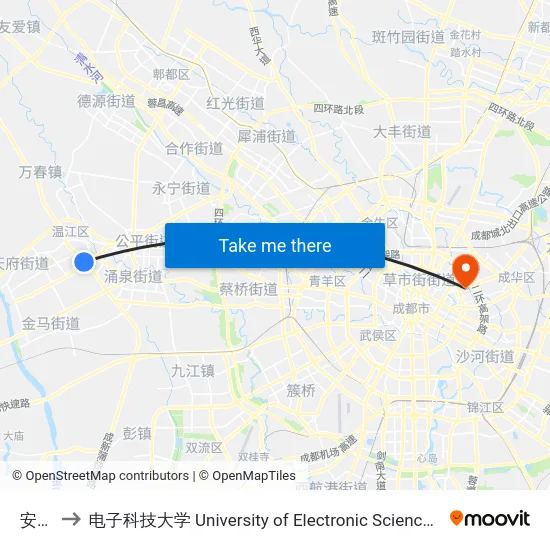 安居苑 to 电子科技大学 University of Electronic Science and Technology of China map