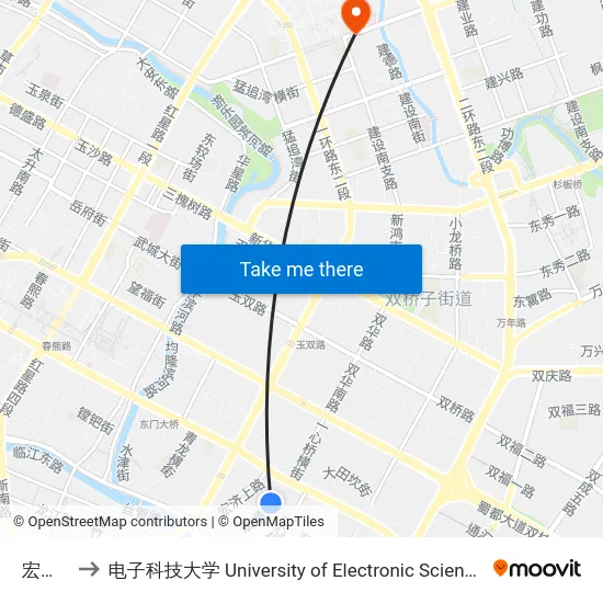 宏顺街站 to 电子科技大学 University of Electronic Science and Technology of China map