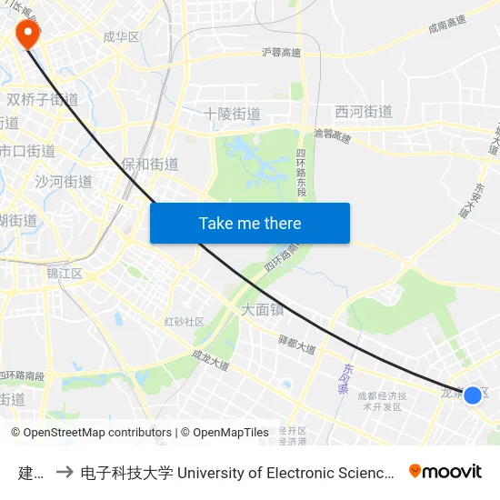 建设路 to 电子科技大学 University of Electronic Science and Technology of China map