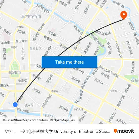 锦江宾馆站 to 电子科技大学 University of Electronic Science and Technology of China map