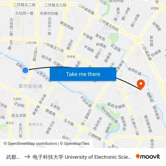 武都路东站 to 电子科技大学 University of Electronic Science and Technology of China map
