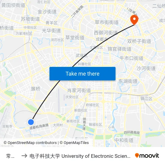 常乐小区 to 电子科技大学 University of Electronic Science and Technology of China map