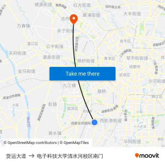 货运大道 to 电子科技大学清水河校区南门 map