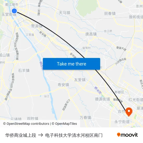 华侨商业城上段 to 电子科技大学清水河校区南门 map