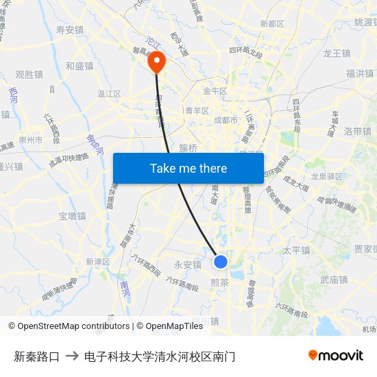 新秦路口 to 电子科技大学清水河校区南门 map