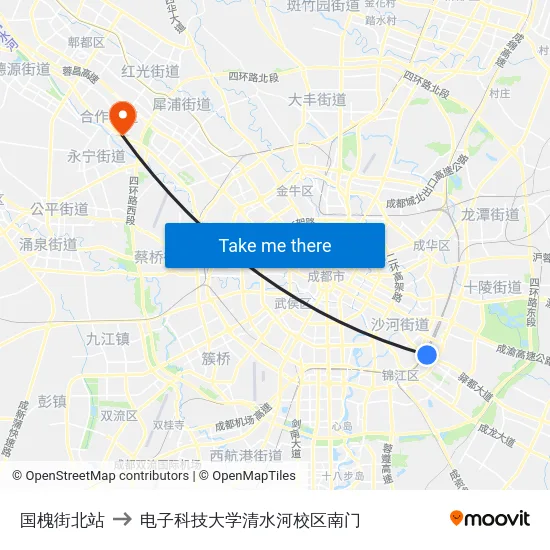国槐街北站 to 电子科技大学清水河校区南门 map